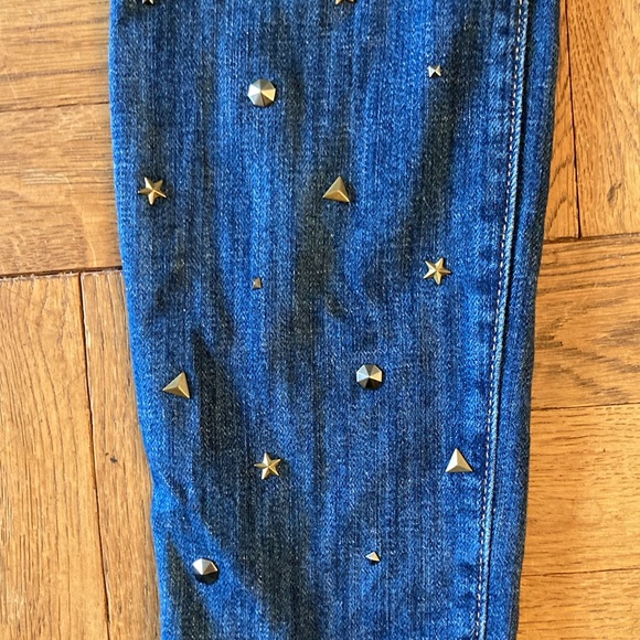 Current/Elliott studded dark wash low rise skinny jeans, faceted studs, 26 - Picture 4 of 9